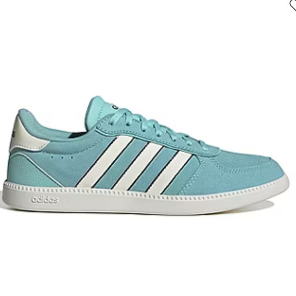 NWT!! adidas Aqua Blue Low-Top Sneaker with White Stripes - Picture 2 of 5